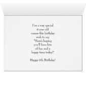 Tiger Design Gepersonaliseerde 6e Verjaardag Kaart (Binenzijde Horizontaal (Onderkant))