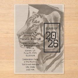 Tiger Design | Op maat gemaakte diploma uitnodigin Acryl Uitnodigingen