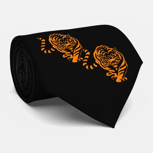 Tiger Design Oranje/Black Team Mascot Necktie Stropdas (Opgerold)