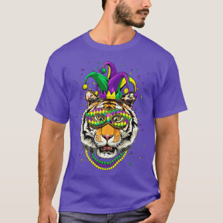 Tiger Dierenvriend Cute Mardi Gras Carnival Jester T-shirt