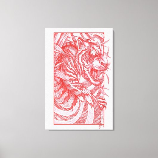 Tiger Dotwork tora Canvas Afdruk (Voorkant)