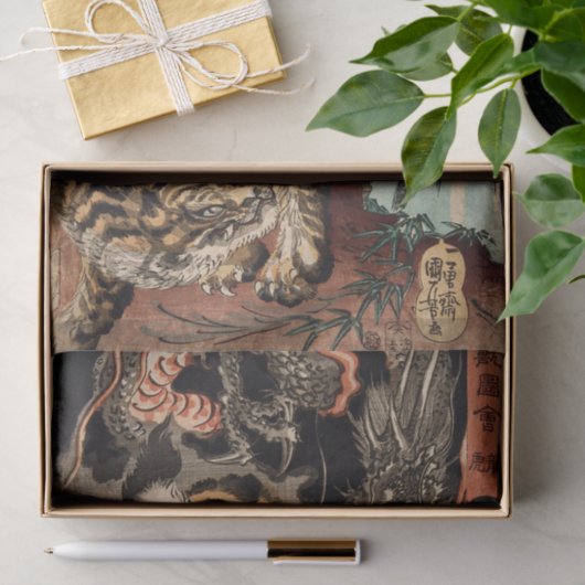 Tiger & Dragon, Kuniyoshi, Ukiyo-e Tissuepapier (Geschenk)