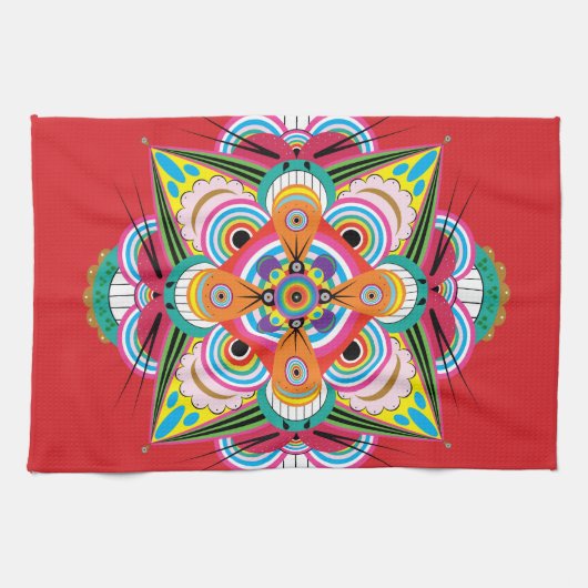 Tiger Dragon Mandala Kitchen Towel Theedoek (Horizontaal)