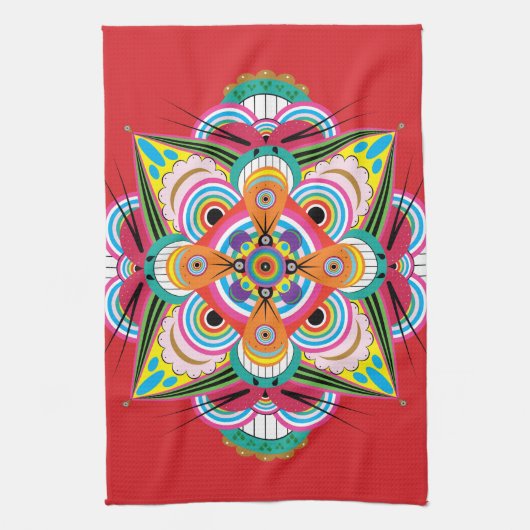 Tiger Dragon Mandala Kitchen Towel Theedoek (Verticaal)