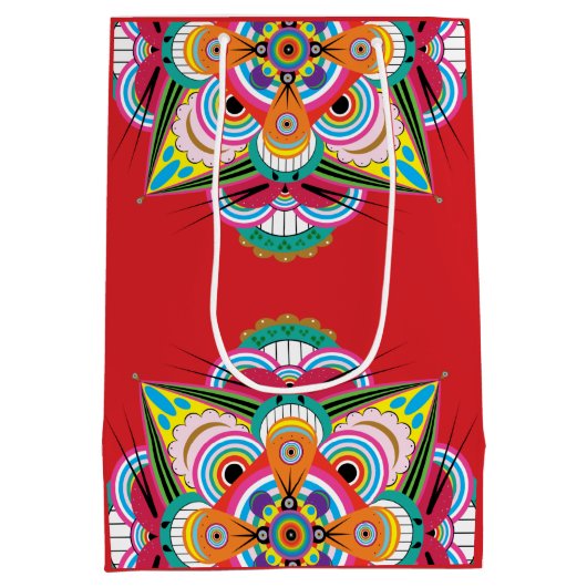 Tiger Dragon Mandala Medium Gift Bag Medium Cadeauzakje (Achterkant)