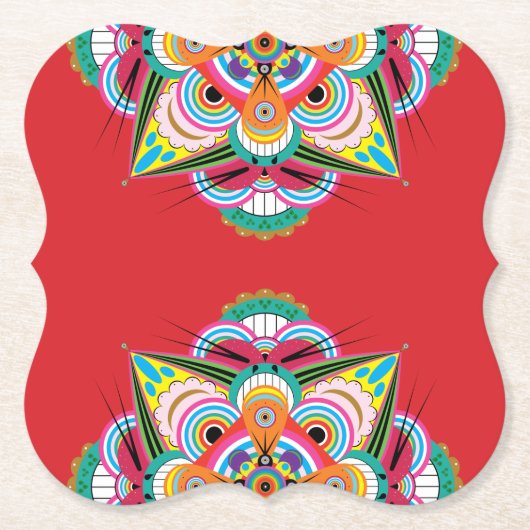 Tiger Dragon Mandala Paper Onderzetters (Voorkant)