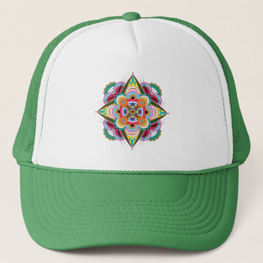 Tiger Dragon Mandala Trucker Hat (12 kleuren) Trucker Pet (Voorkant)