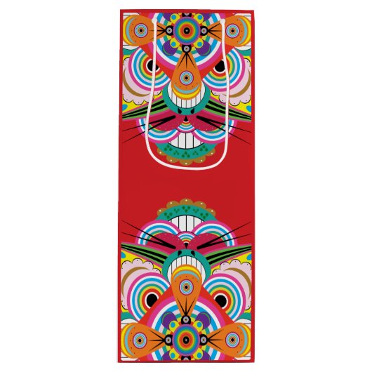 Tiger Dragon Mandala Wine Gift Bag Wijn Cadeautas (Voorkant)