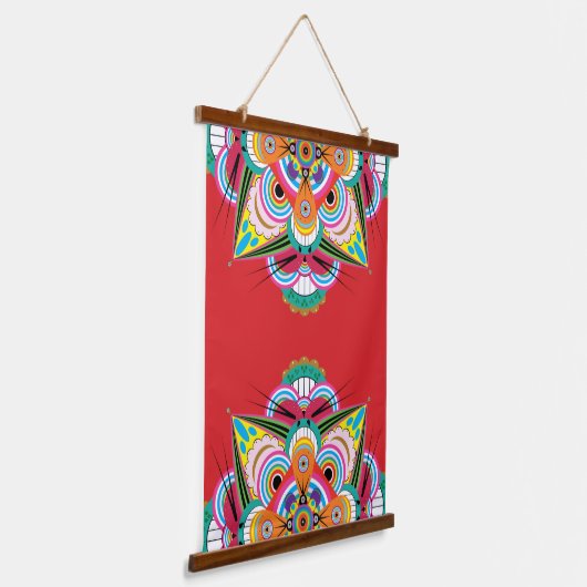 Tiger Dragon Mandala Wood Topped Tapestry Hangend Wandkleed (Gebogen)