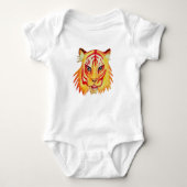 Tiger Drawing Baby Jersey Bodysuit, wit Romper (Voorkant)
