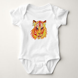 Tiger Drawing Baby Jersey Bodysuit, wit Romper