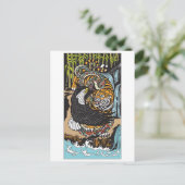 Tiger, Eagle en Snake vechten. Grafische kunst Briefkaart (Staand voorkant)