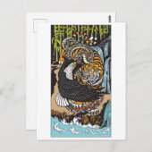 Tiger, Eagle en Snake vechten. Grafische kunst Briefkaart (Voorkant / Achterkant)