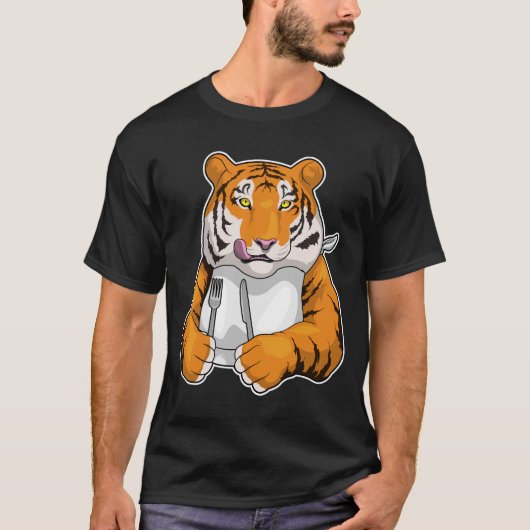 Tiger Eating Fork T-shirt (Voorkant)