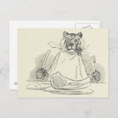 Tiger Eating Meat with Knife and Fork Briefkaart (Voorkant / Achterkant)