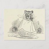 Tiger Eating Meat with Knife and Fork Briefkaart (Voorkant)