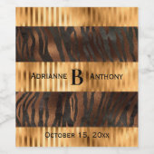 Tiger Elegant Chic Stylish Monogram Weddenschap Wijn Etiket (Enkel label)