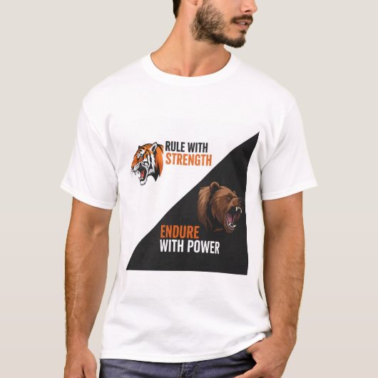 Tiger en Beer splitsen Power Design T-shirt (Voorkant)