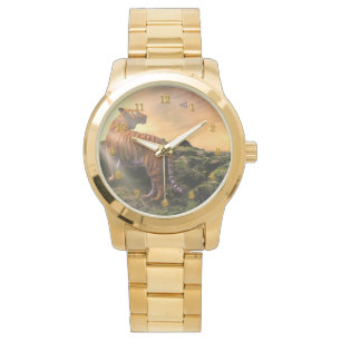 TIGER EN BUTTERFLES SUNSET HORLOGE