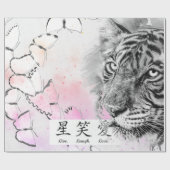 TIGER EN BUTTERFLIES VOOR Wrapping, IN PINK Cadeaupapier (Vlak)