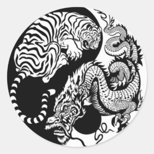 Tiger en Dragon Yin/Yang Ronde Sticker