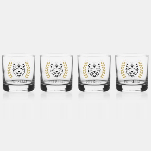 tiger en Laurels Whisky Glas (Voorkant)