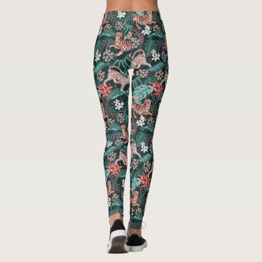 Tiger en Leopard Animal Oerwoud Print Leggings (Achterkant)