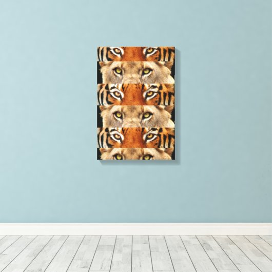 Tiger- en luiogen Foto Canvas Afdruk (Insitu (Houten vloer))