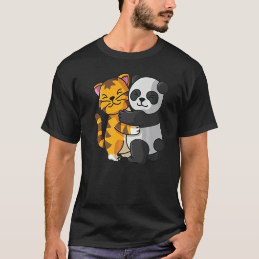 Tiger en Panda kletsen dierentuin T-shirt (Voorkant)