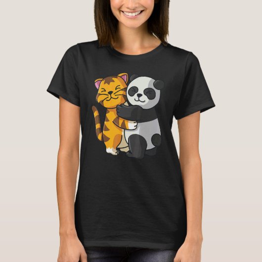 Tiger en Panda kletsen dierentuin T-shirt (Voorkant)