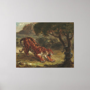 Tiger en slang Eugene Delacroix Wall Art Canvas Afdruk