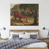 Tiger en slang Eugene Delacroix Wall Art Canvas Afdruk (Insitu (Slaapkamer))