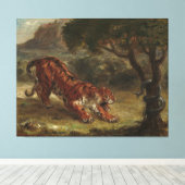 Tiger en slang Eugene Delacroix Wall Art Canvas Afdruk (Insitu (Houten vloer))