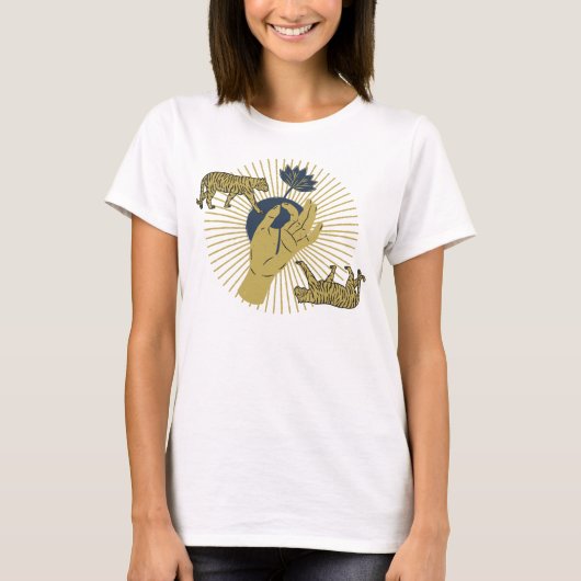 Tiger en Sunburst Boho Graphic T-shirt (Voorkant)