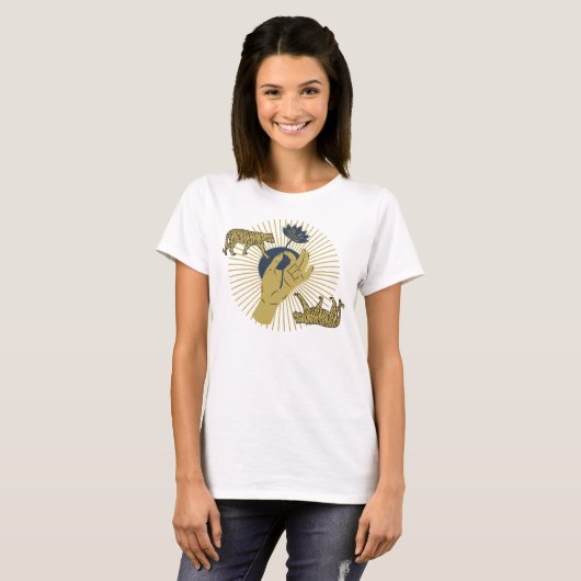 Tiger en Sunburst Boho Graphic T-shirt (Voorkant volledig)