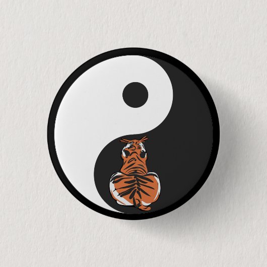 Tiger en Yin Yang Ronde Button 3,2 Cm (Voorkant)