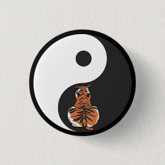 Tiger en Yin Yang Ronde Button 3,2 Cm