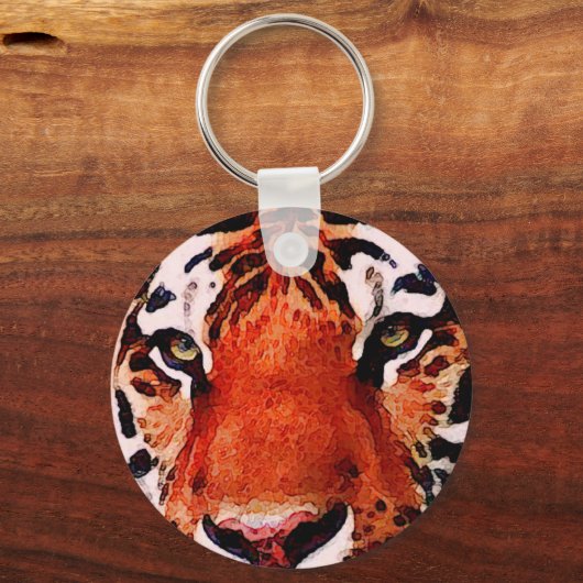 Tiger Eyes Custom Basic Button Sleutelhanger (Voorkant)