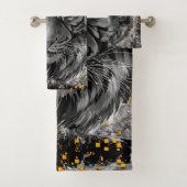 Tiger Eyes | Kleurrijke tijgertekening | Donker Bad Handdoek (Insitu)