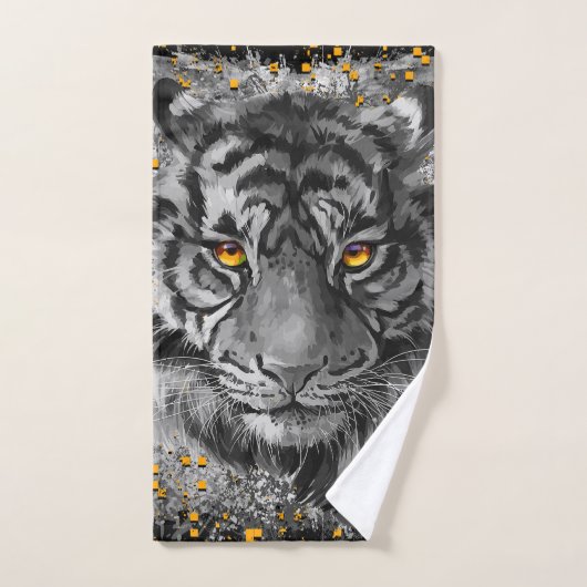 Tiger Eyes | Kleurrijke tijgertekening | Donker Bad Handdoek (Handdoek)