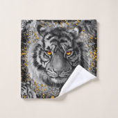 Tiger Eyes | Kleurrijke tijgertekening | Donker Bad Handdoek (Wasdoekje)
