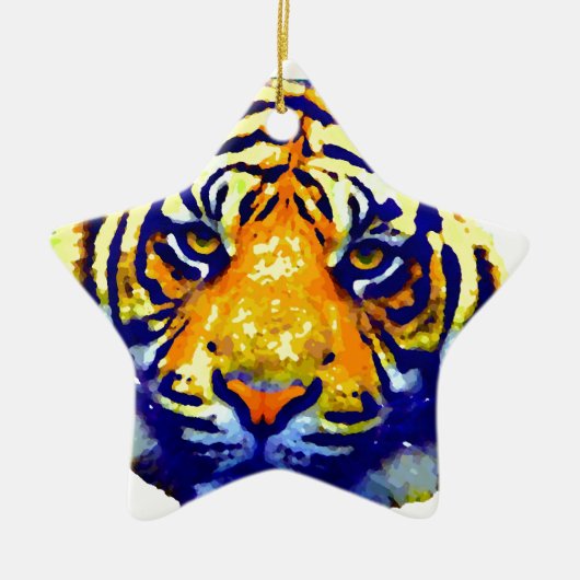 Tiger Eyes Pop Art Keramisch Ornament (Voorkant)