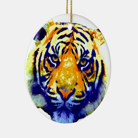Tiger Eyes Pop Art Keramisch Ornament (Rechts)