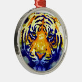 Tiger Eyes Pop Art Metalen Ornament (Rechts)