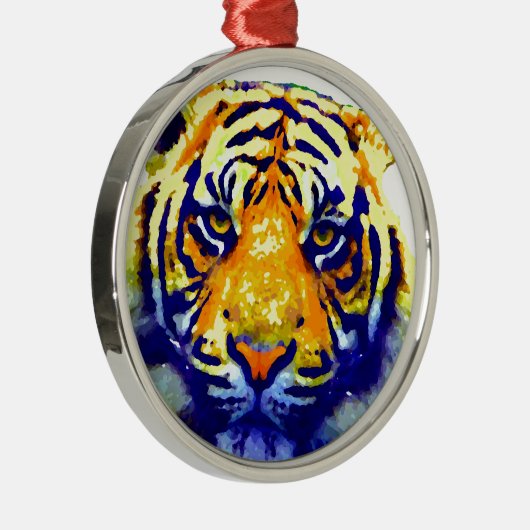Tiger Eyes Pop Art Metalen Ornament (Rechts)