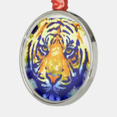 Tiger Eyes Pop Art Metalen Ornament (Links)