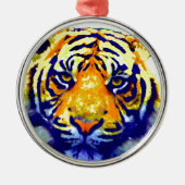 Tiger Eyes Pop Art Metalen Ornament (Voorkant)
