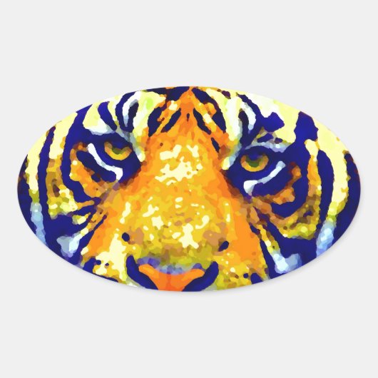 Tiger Eyes Pop Art Ovale Sticker (Voorkant)