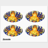 Tiger Eyes Pop Art Ovale Sticker (Vel)
