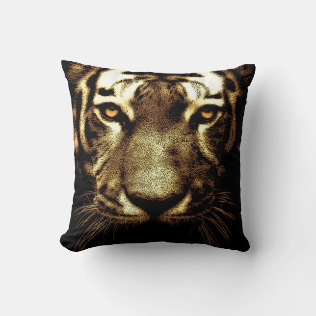 Tiger Eyes Wild Animals Polyester Sierkussen (Voorkant)